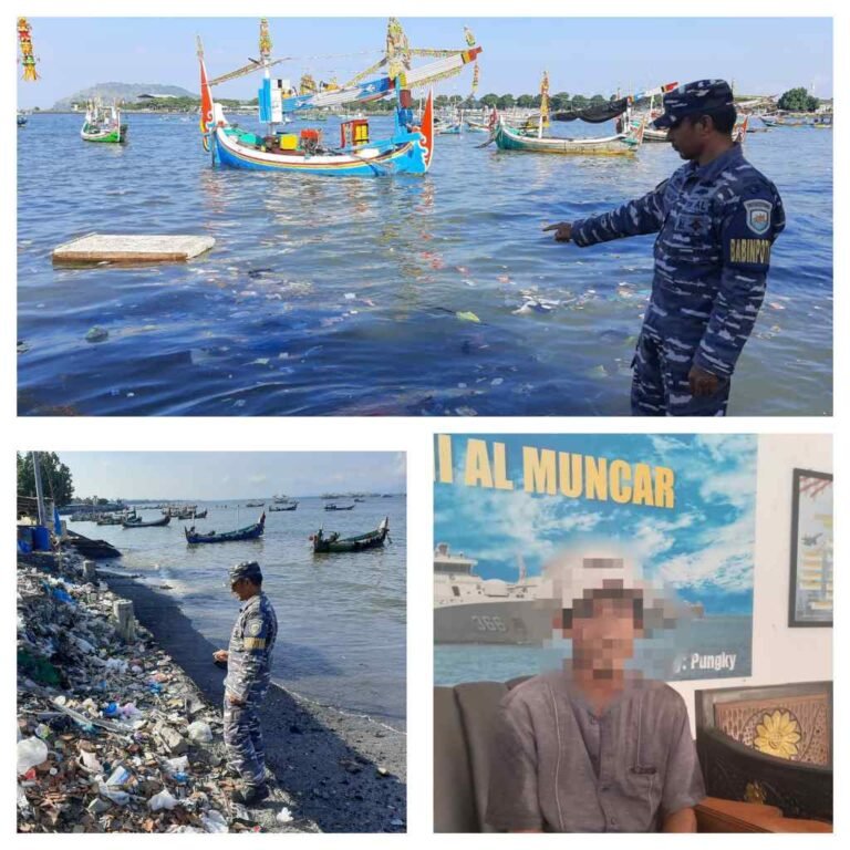 Prajurit TNI AL Amankan Pemulung Buang Sampah Sembarangan di Pantai Muncar, Laut Bukan Tempat Sampah