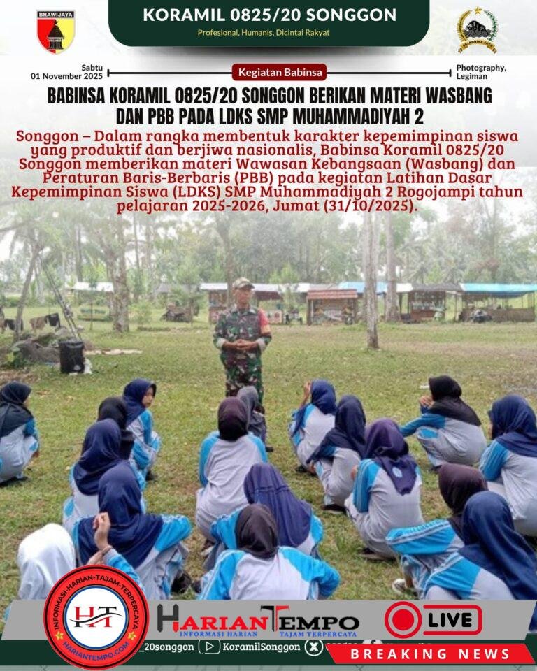 Babinsa Koramil 0825/20 Songgon Berikan Materi Wasbang Dan PBB Pada LDKS SMP Muhammadiyah 2 Rogojampi